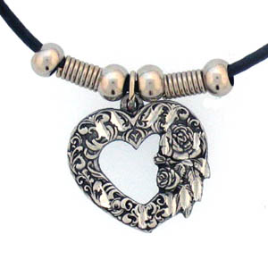 Scroll Heart Adjustable Cord Necklace