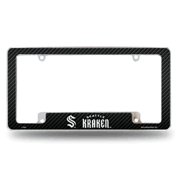 Seattle Kraken Black 12" x 6" Chrome All Over Automotive License Plate Frame for Car/Truck/SUV