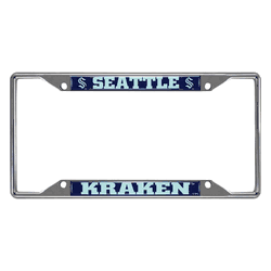 Seattle Kraken Chrome Metal License Plate Frame, 6.25in x 12.25in