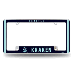 Seattle Kraken Classic 12" x 6" Chrome All Over Automotive License Plate Frame
