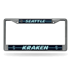 Seattle Kraken Classic 12" x 6" Silver Bling Chrome Car/Truck/SUV Auto Accessory