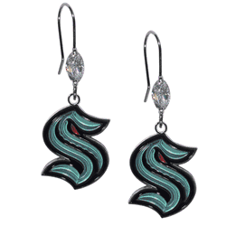 Seattle Kraken Crystal Dangle Earrings