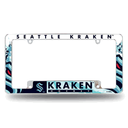 Seattle Kraken Primary 12" x 6" Chrome All Over Automotive License Plate Frame