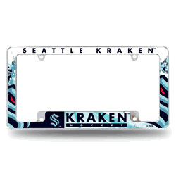 Seattle Kraken Primary 12" x 6" Chrome All Over Automotive License Plate Frame for Car/Truck/SUV