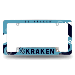 Seattle Kraken Wave 12" x 6" Chrome All Over Automotive License Plate Frame