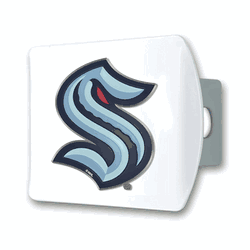 Seattle Kraken White Metal Hitch Cover with  3D Color Emblem
