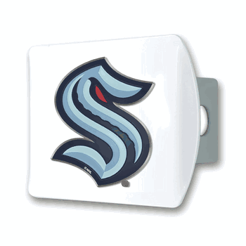 Seattle Kraken White Metal Hitch Cover with  3D Color Emblem