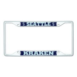 Seattle Kraken White Metal License Plate Frame - 6.25"x12.25"