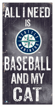 Seattle Mariners Baseball and My Cat 6x12 Sign