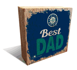 Seattle Mariners Best Dad 6x6 Wood Block
