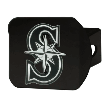 Seattle Mariners Black Metal Hitch Cover with Metal Chrome 3D Emblem