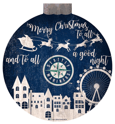 Seattle Mariners Christmas Village 12in Wall Art