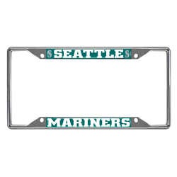 Seattle Mariners Chrome Metal License Plate Frame, 6.25in x 12.25in