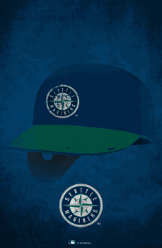 Seattle Mariners Ghost Helmet 17x26