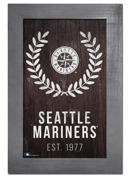Seattle Mariners Laurel Wreath 11x19 Sign