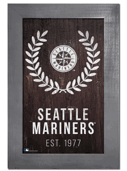 Seattle Mariners Laurel Wreath 11x19 Sign