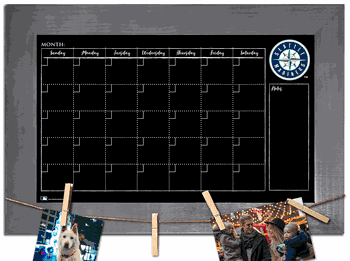 Seattle Mariners Monthly Chalkboard with frame & clothespins 11x19 Sign
