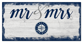 Seattle Mariners Script Mr & Mrs 6x12 Sign