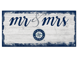 Seattle Mariners Script Mr & Mrs 6x12 Sign