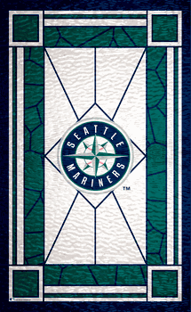 Seattle Mariners Stained Glass 11x19 Wood Sign