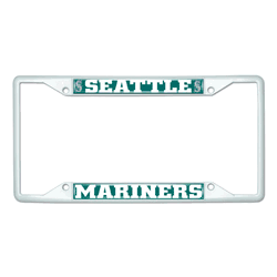 Seattle Mariners White Metal License Plate Frame - 6.25"x12.25"