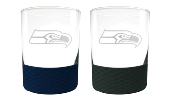 Seattle Seahawk 2pc Laser Etched Commissioner Rocks Glass Set