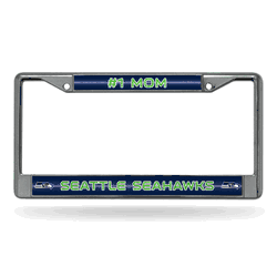 Seattle Seahawks #1 Mom 12" x 6" Silver Bling Chrome Car/Truck/SUV Auto Accessory
