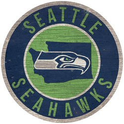 Seattle Seahawks 12 in. Circle w/ State Sign