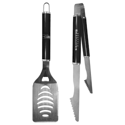 Seattle Seahawks 2 pc Black Steel Tailgate BBQ Set