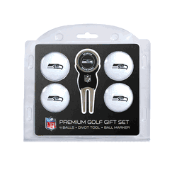 Seattle Seahawks 4 Ball Gift Set + Divot Tool & Marker