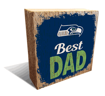 Seattle Seahawks Best Dad 6x6 Wood Block