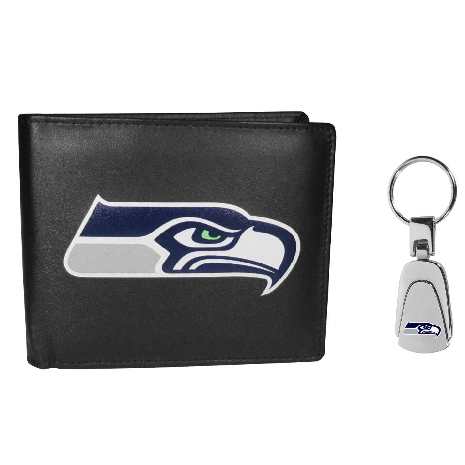 Seattle Seahawks Square Leather Key Chain - Officially Licensed NFL Keyring - View #9