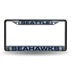 Seattle Seahawks Black 12" x 6" Black Laser Cut Chrome Frame