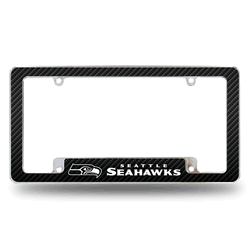 Seattle Seahawks Black 12" x 6" Chrome All Over Automotive License Plate Frame