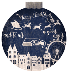 Seattle Seahawks Christmas Village 12in Wall Art