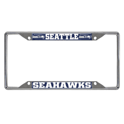 Seattle Seahawks Chrome Metal License Plate Frame, 6.25in x 12.25in