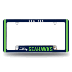 Seattle Seahawks Classic 12" x 6" Chrome All Over Automotive License Plate Frame