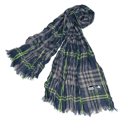 Seattle Seahawks Crinkle Scarf Plaid Navy/Lime