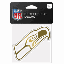 Seattle Seahawks Decal 4x4 Perfect Cut Metallic Gold