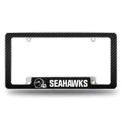 Seattle Seahawks Helmet Logo 12" x 6" Chrome All Over Automotive License Plate Frame for Car/Truck/SUV