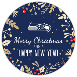 Seattle Seahawks Merry Christmas & New Year 12in Circle