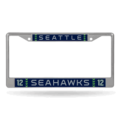 Seattle Seahawks Navy 12" x 6" Chrome Frame With Decal Inserts