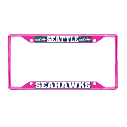 Seattle Seahawks Pink Metal License Plate Frame - 6.25"x12.25"