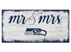 Seattle Seahawks Script Mr & Mrs 6x12 Sign