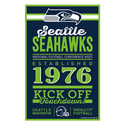 Seattle Seahawks Sign 11x17 Wood Established Design