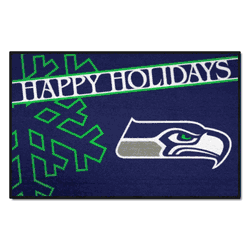 Seattle Seahawks Starter Mat Accent Rug - 19in. x 30in. Happy Holidays Starter Mat