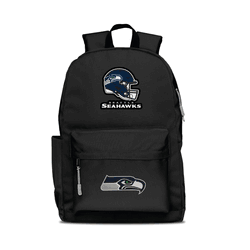 Seattle Seahawks Two-Logo Campus Backpack, Black, with Gray Zipper