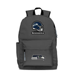 Seattle Seahawks Two-Logo Campus Backpack, Gray, with Gray Zipper