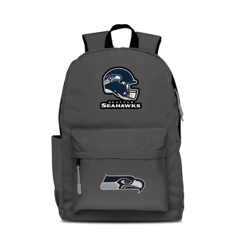 Seattle Seahawks Two-Logo Campus Backpack, Gray, with Gray Zipper
