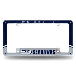 Seattle Seahawks Two-Tone 12" x 6" Chrome All Over Automotive License Plate Frame